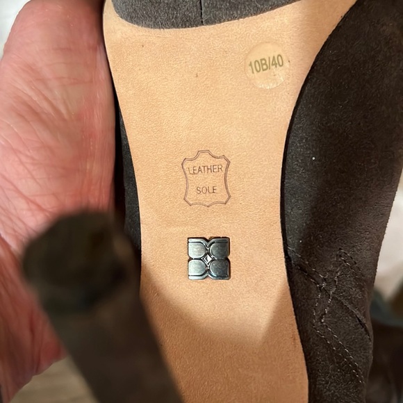 BCBG MAXAZRIA Very Sexy SUEDE LEATHER OTK STILETTO 1” PLATFORM GRAY BOOT - Picture 12 of 16